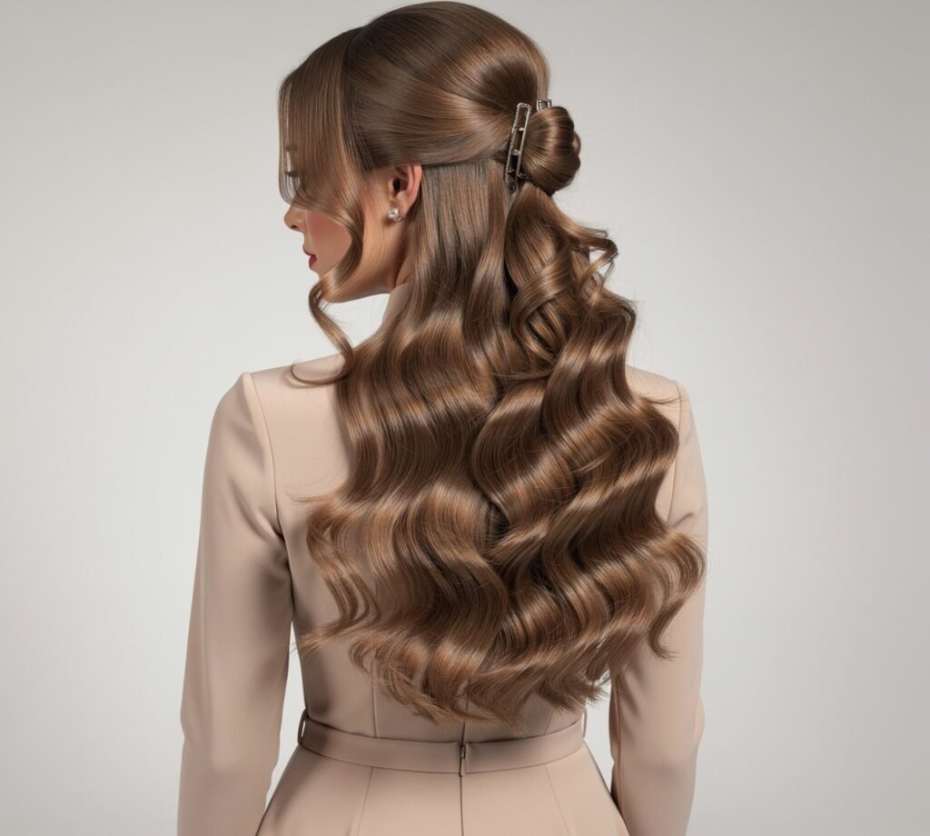 Half Up Half Down with Glam Curls