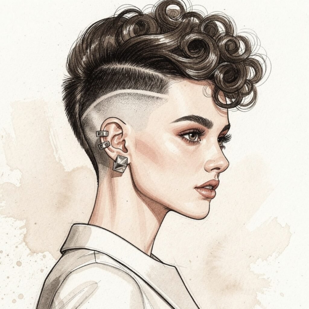 Illustrated Curly Mohawk