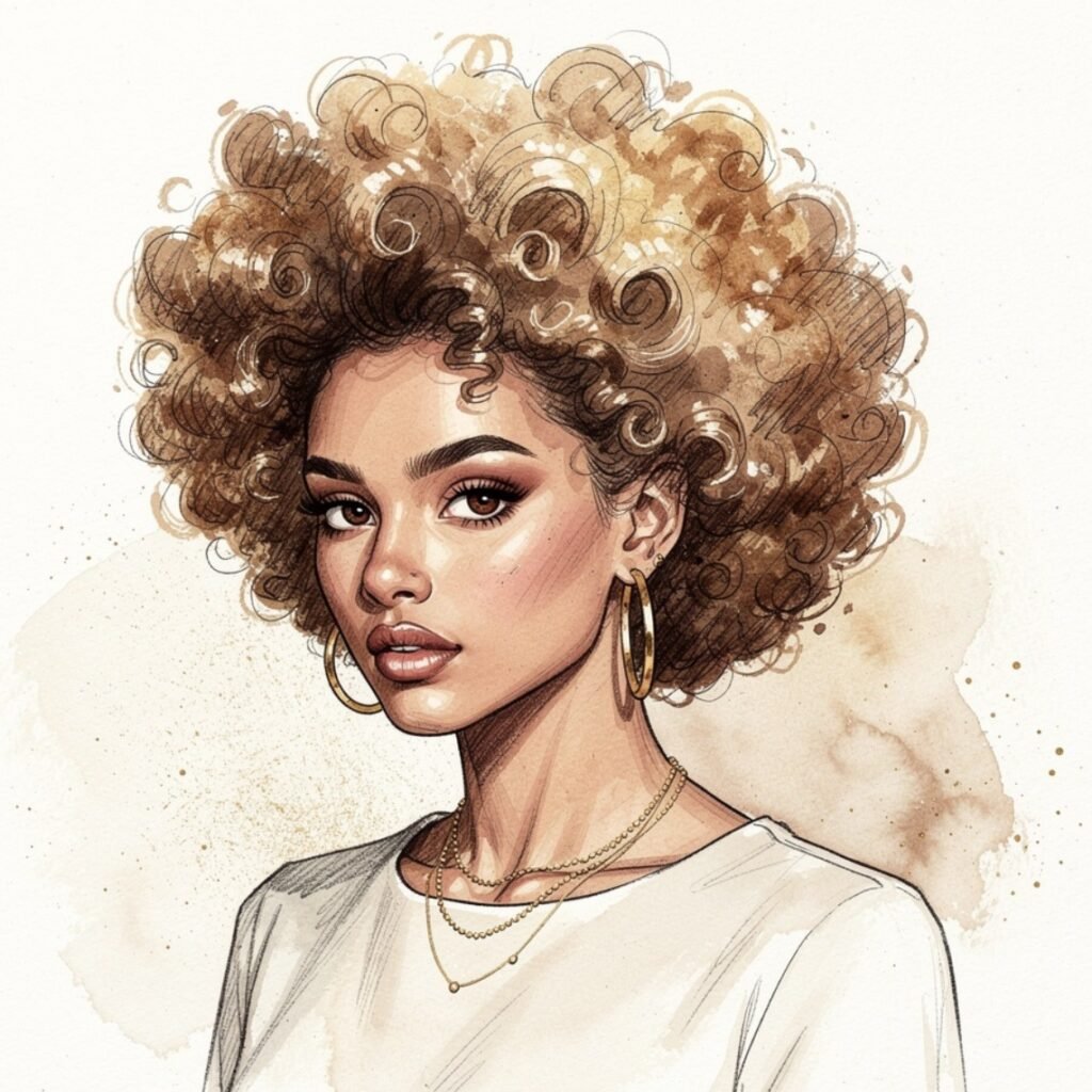 Illustrated Voluminous Afro