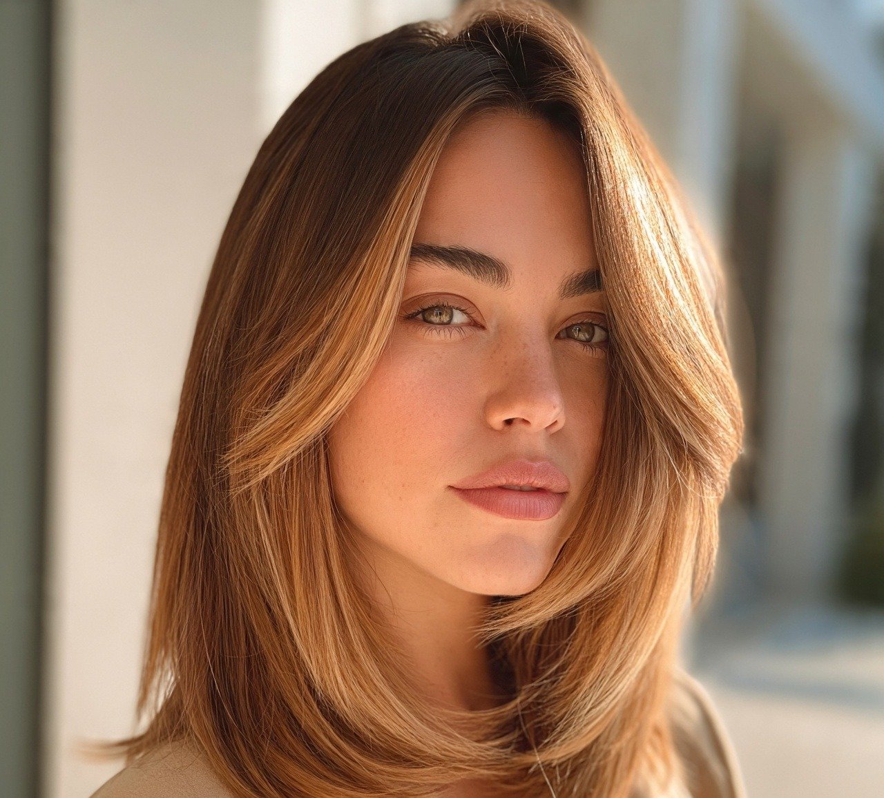 Layered Lob with Balayage for Thick Hair