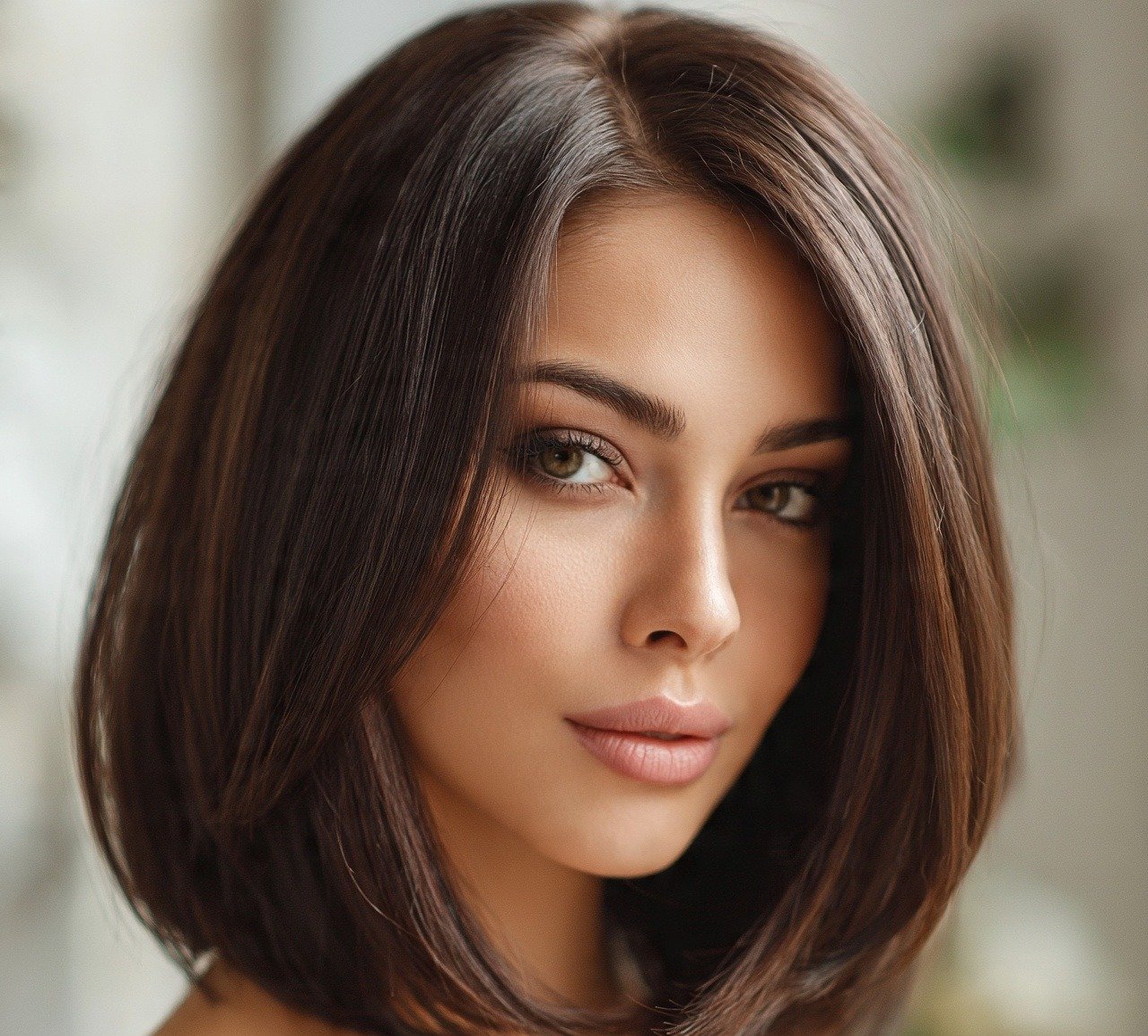 Long Bob with Deep Side Part For Round Face