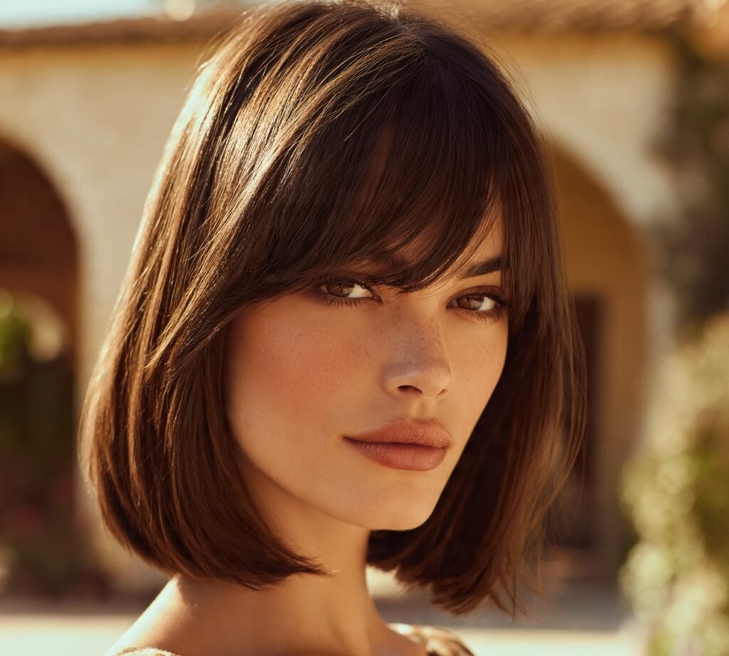 14 Best Long Face Hairstyles for Women to Soften and Balance Facial Features 4 Long Bob with Side Swept Bangs