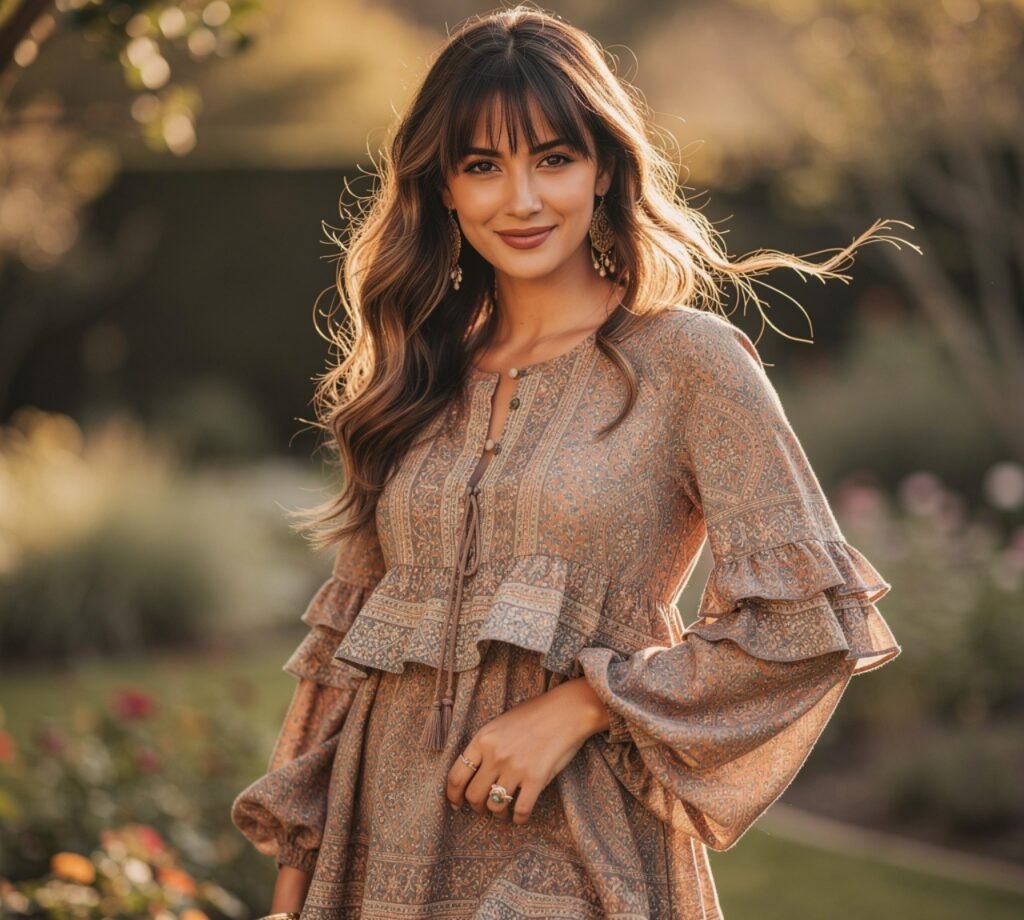 Long Boho Hair with Piece y Bangs