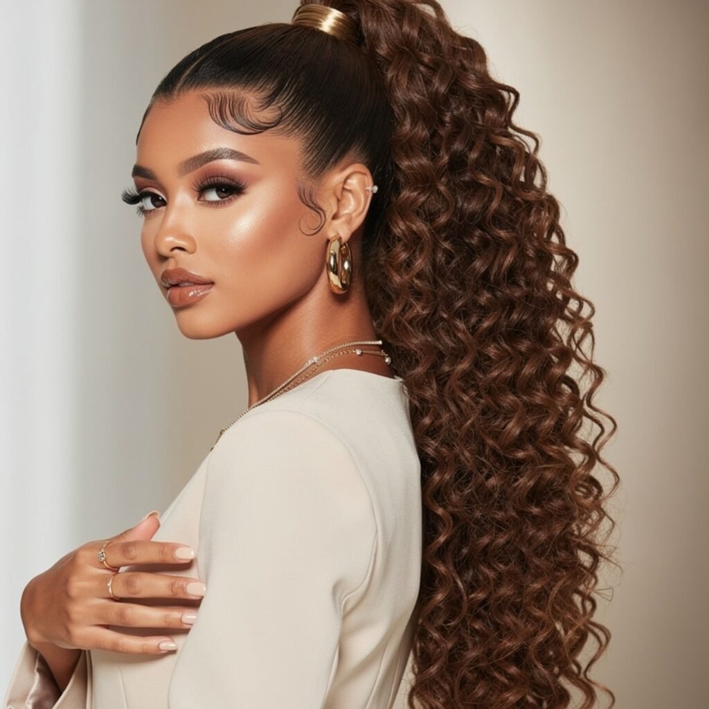 15 Gorgeous Hairstyles for Long Curly Hair for Every Occasion 6 Long Curly Ponytail