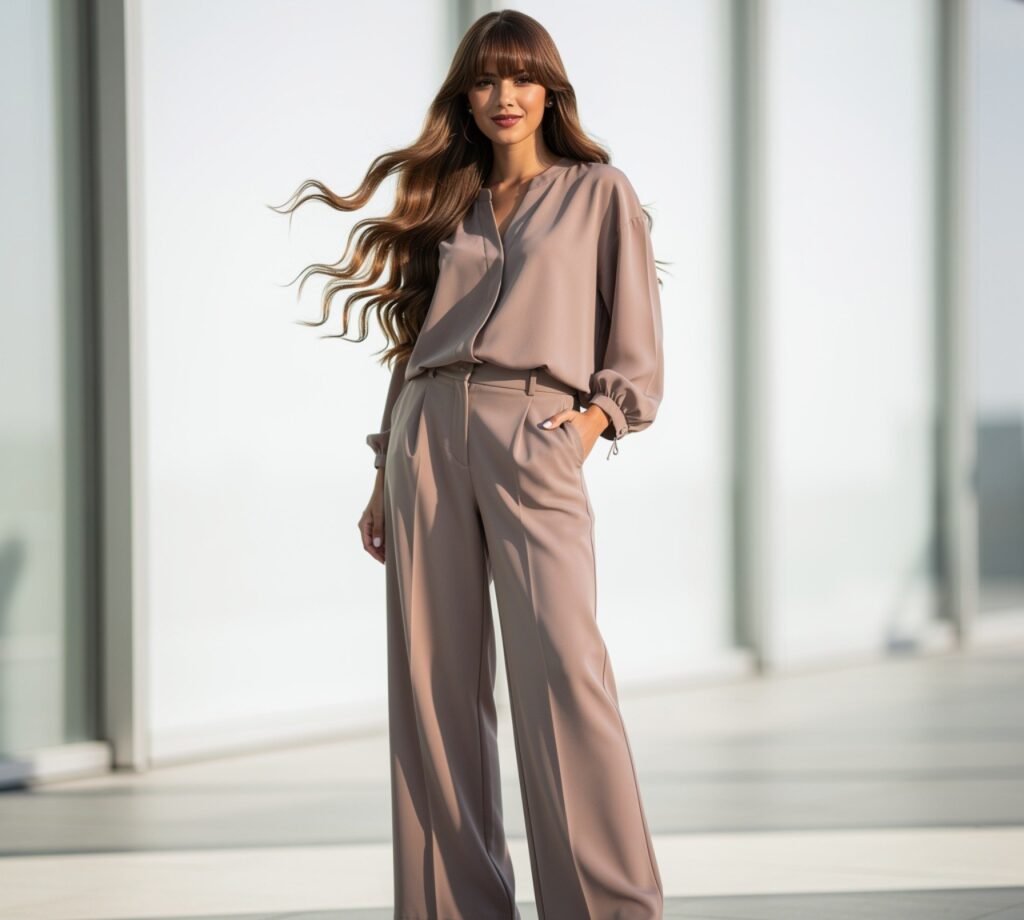 Long Hair with Curtain Bangs