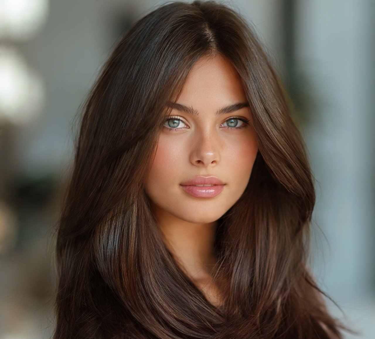 Long Hair with Face Framing and No Bangs For Round Face