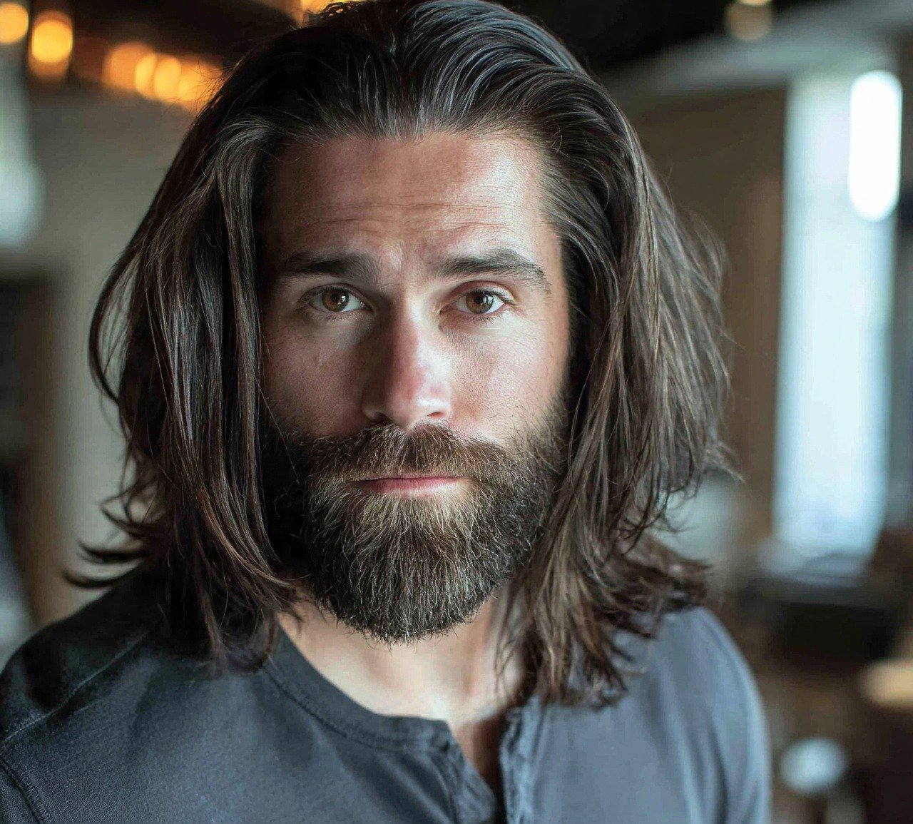 Long Hair with Full Beard For Men