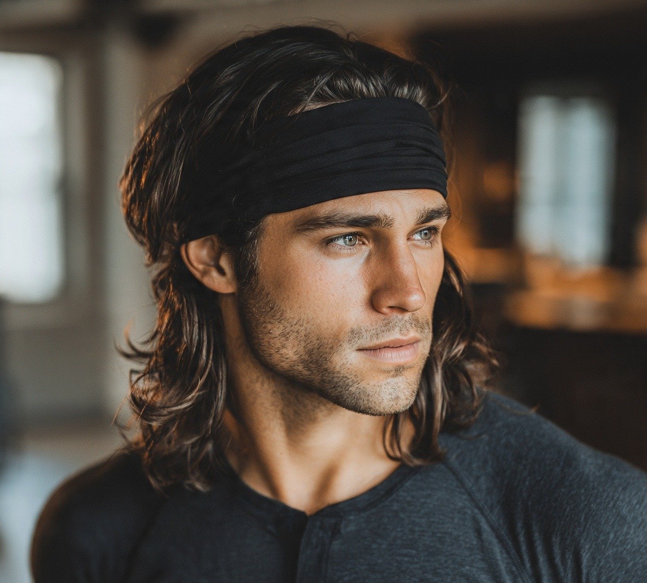 Long Hair with Headband Styling For Men