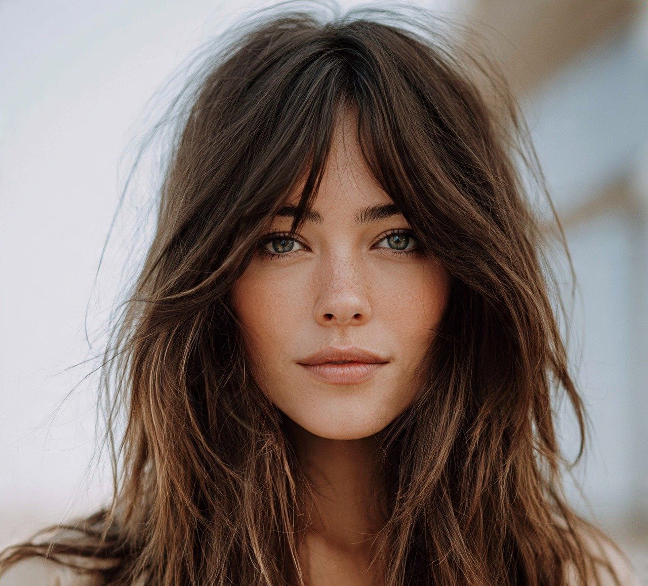 Long Shag with Curtain Bangs for Wavy Hair