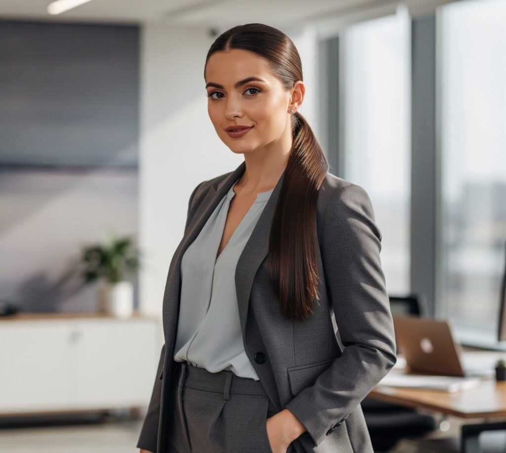 Best Work Hairstyles for Long Hair: 16 Chic & Office-Ready Looks 2 Low Sleek Ponytail