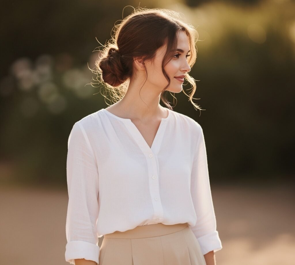 Low Twisted Bun with Tendrils