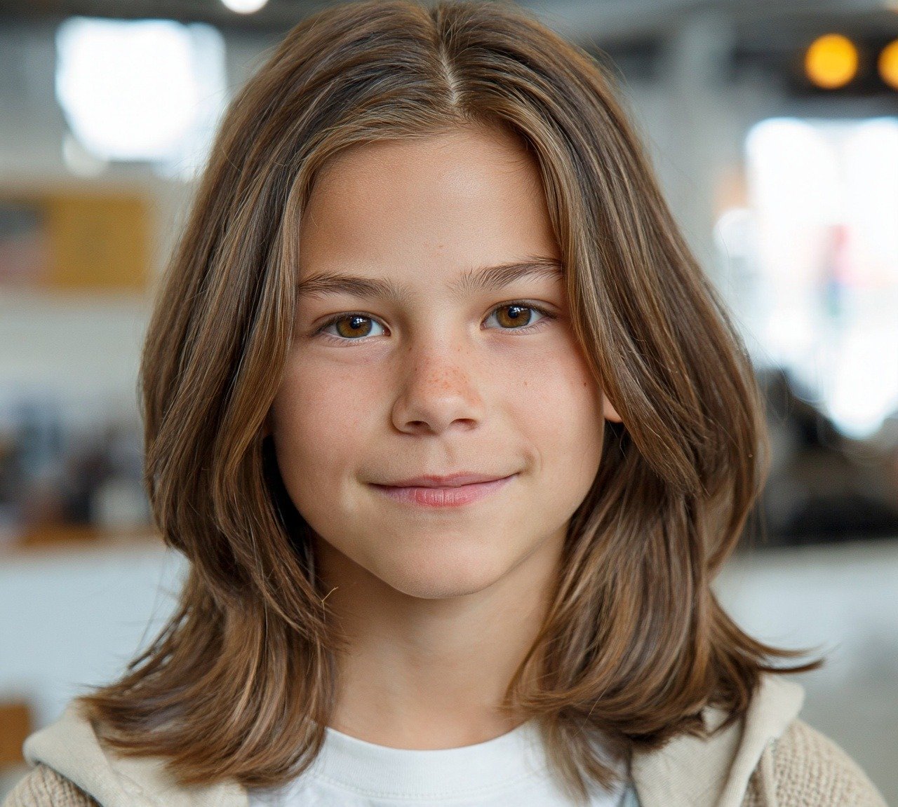 Middle Part Long Hair For Boy