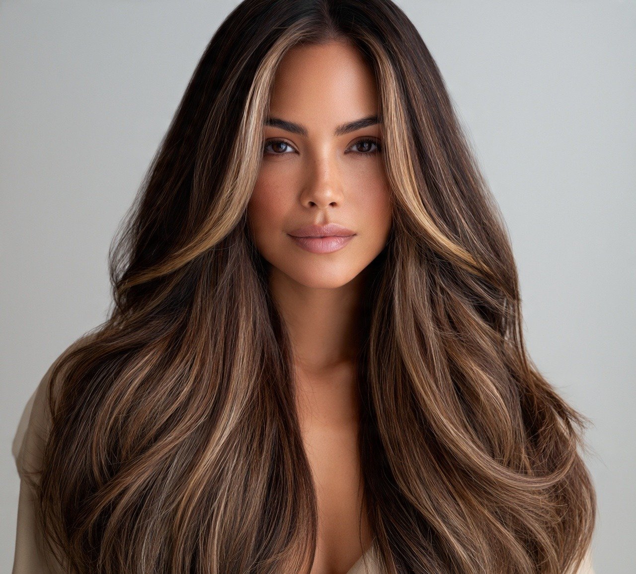 Money Piece with Long Layers for Thick Hair