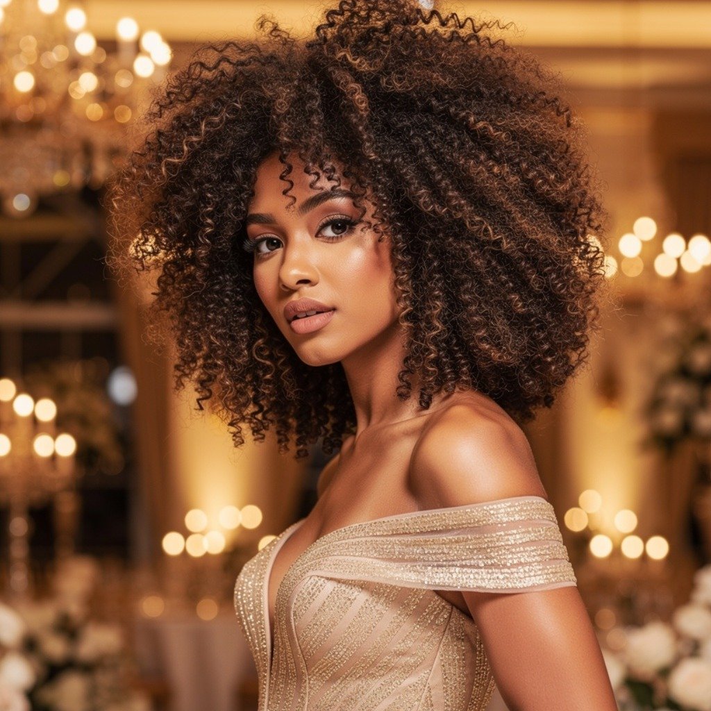 Natural Curly Afro Prom Style