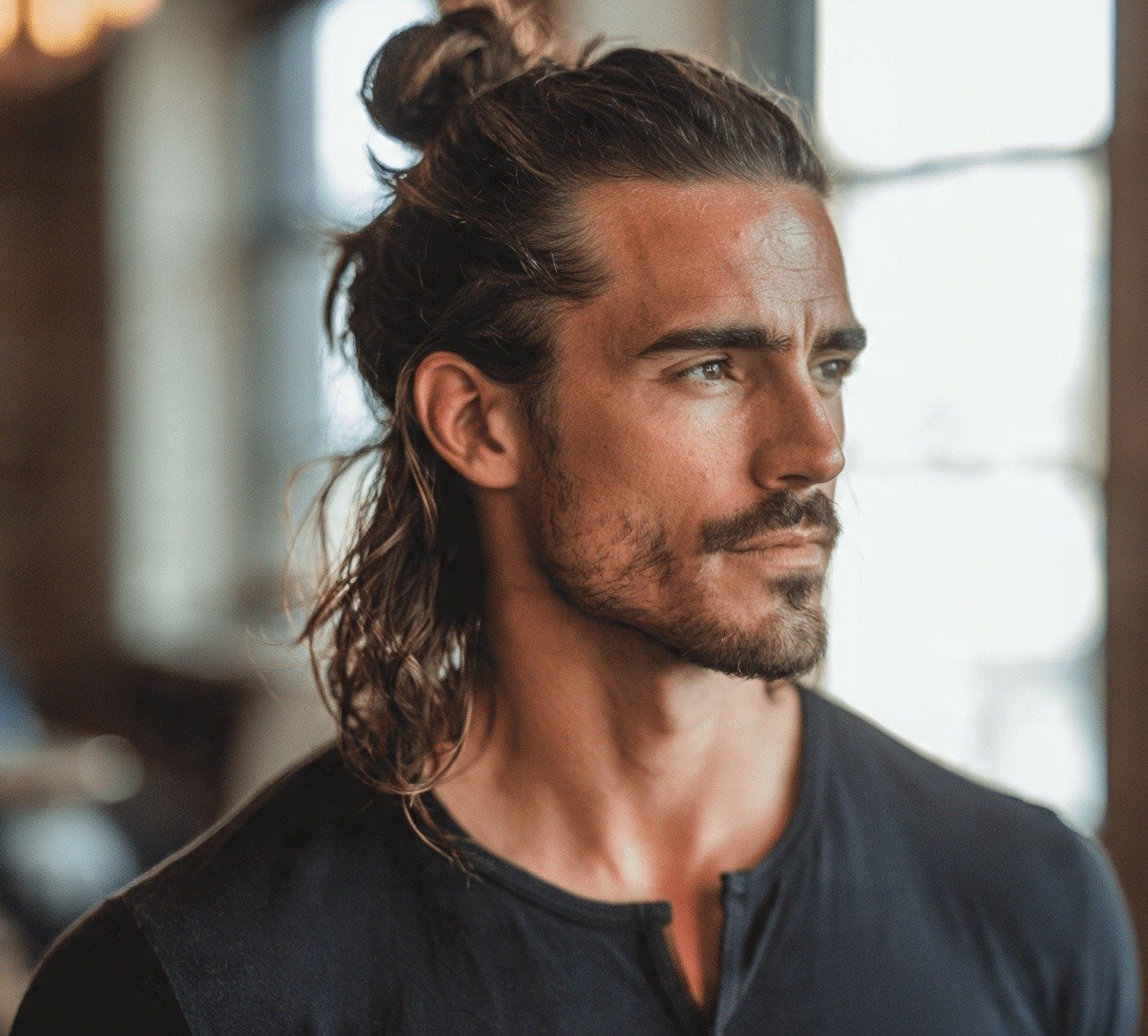 Samurai Bun Haircut For Long Hair Men