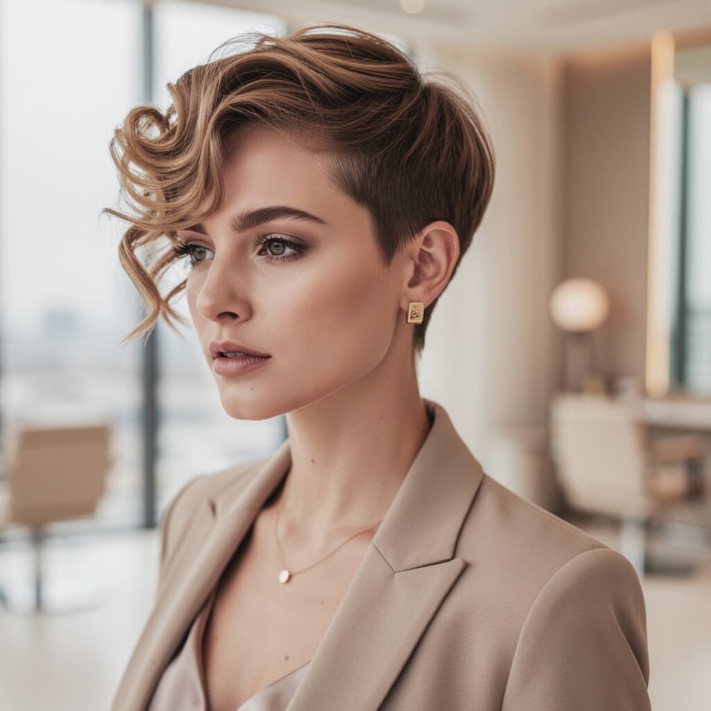 Side Swept Curly Pixie