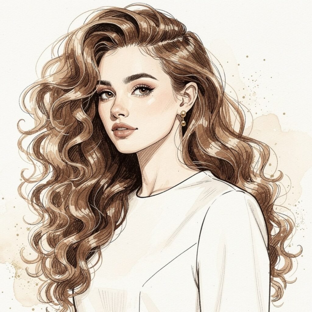Sketch Inspired Long Layered Curls