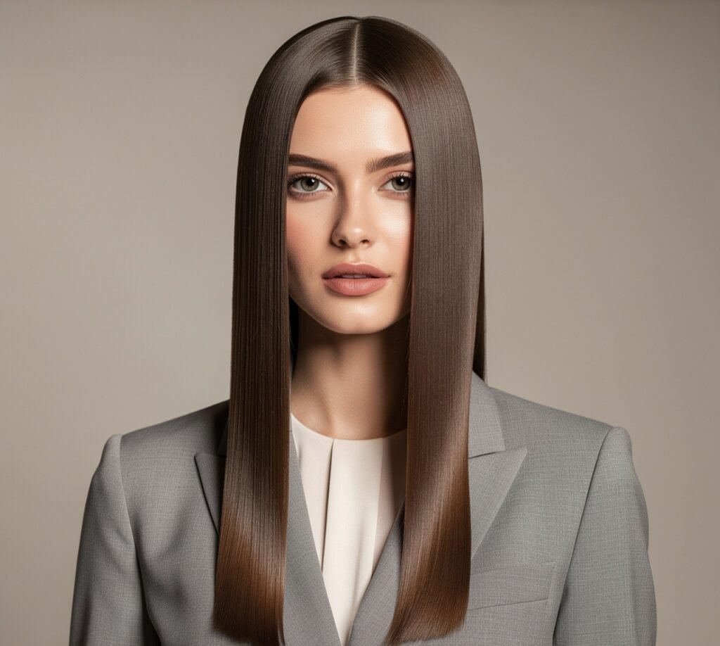 14 Trending Hairstyles for Long Length Hair That Flatter Every Texture in 2026 2 Sleek Center Parted Long Hair