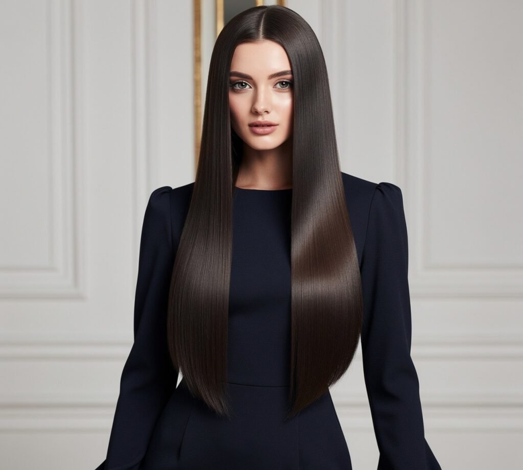 Sleek Straight Long Hair with Center Part 1