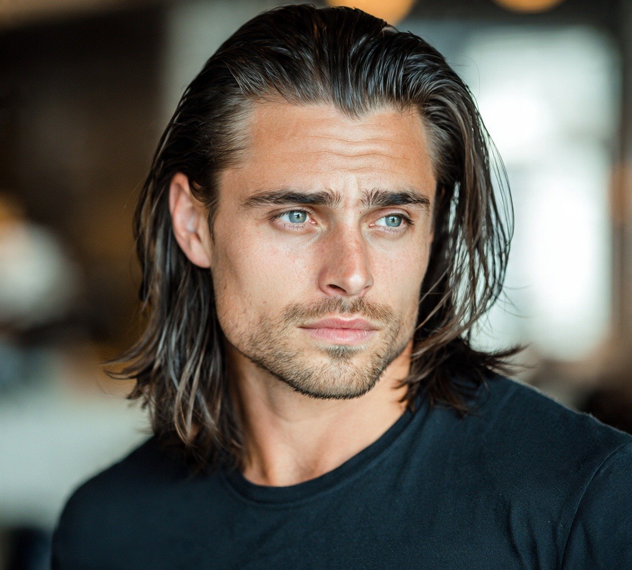 Slick Back Long Hair For Men