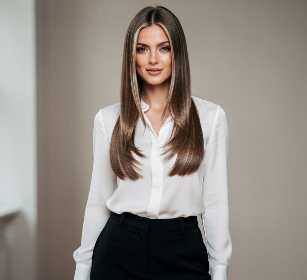 Straight Hair with Face Framing Layers