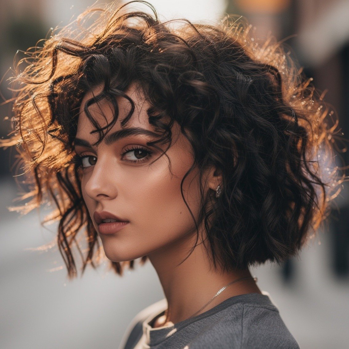 Textured Messy Curly Bob