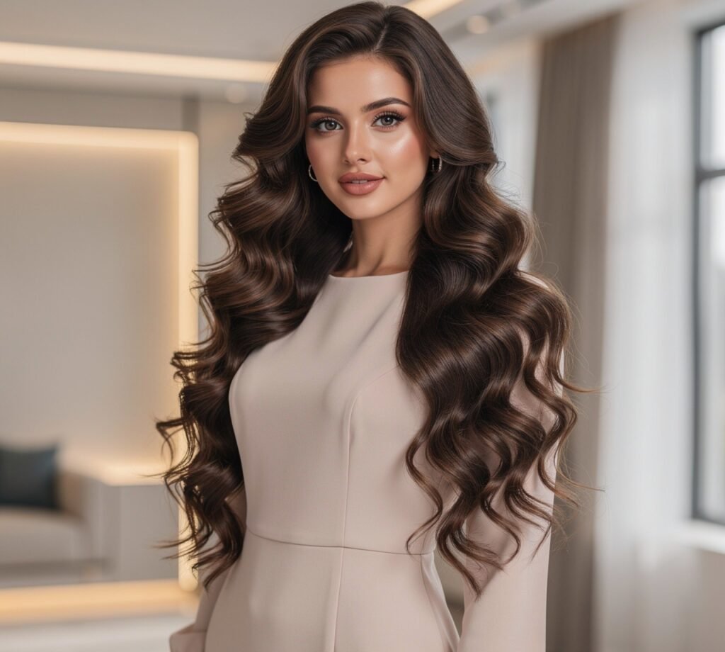Voluminous Curls Worn Down