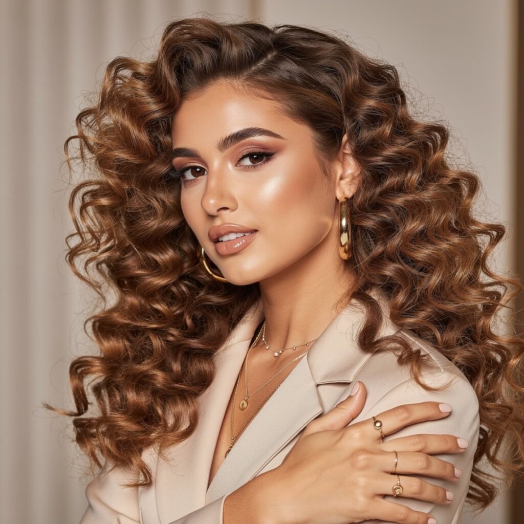 Voluminous Diffused Curls Down