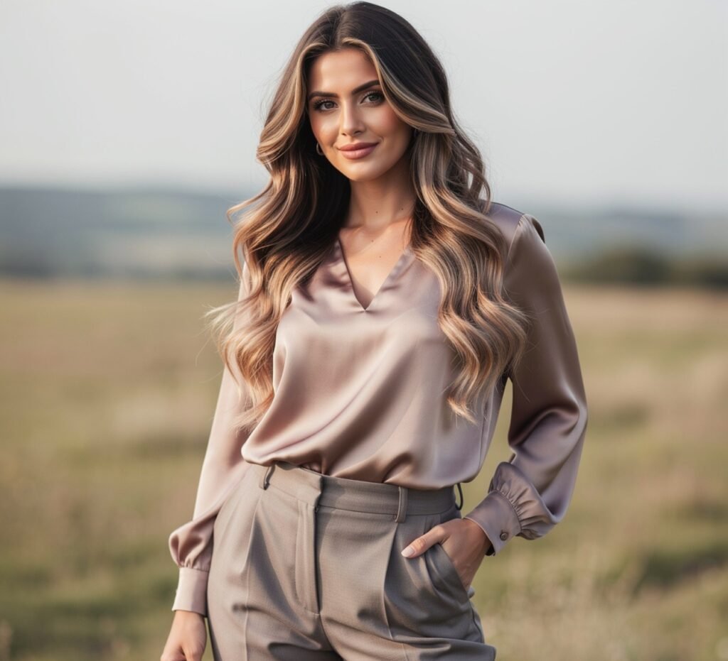 Wavy Hair with Balayage Color