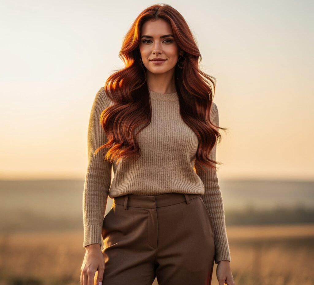 Wavy Hair with Copper or Warm Toned Color