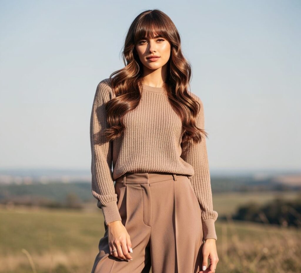 Wavy Hair with Curtain Bangs