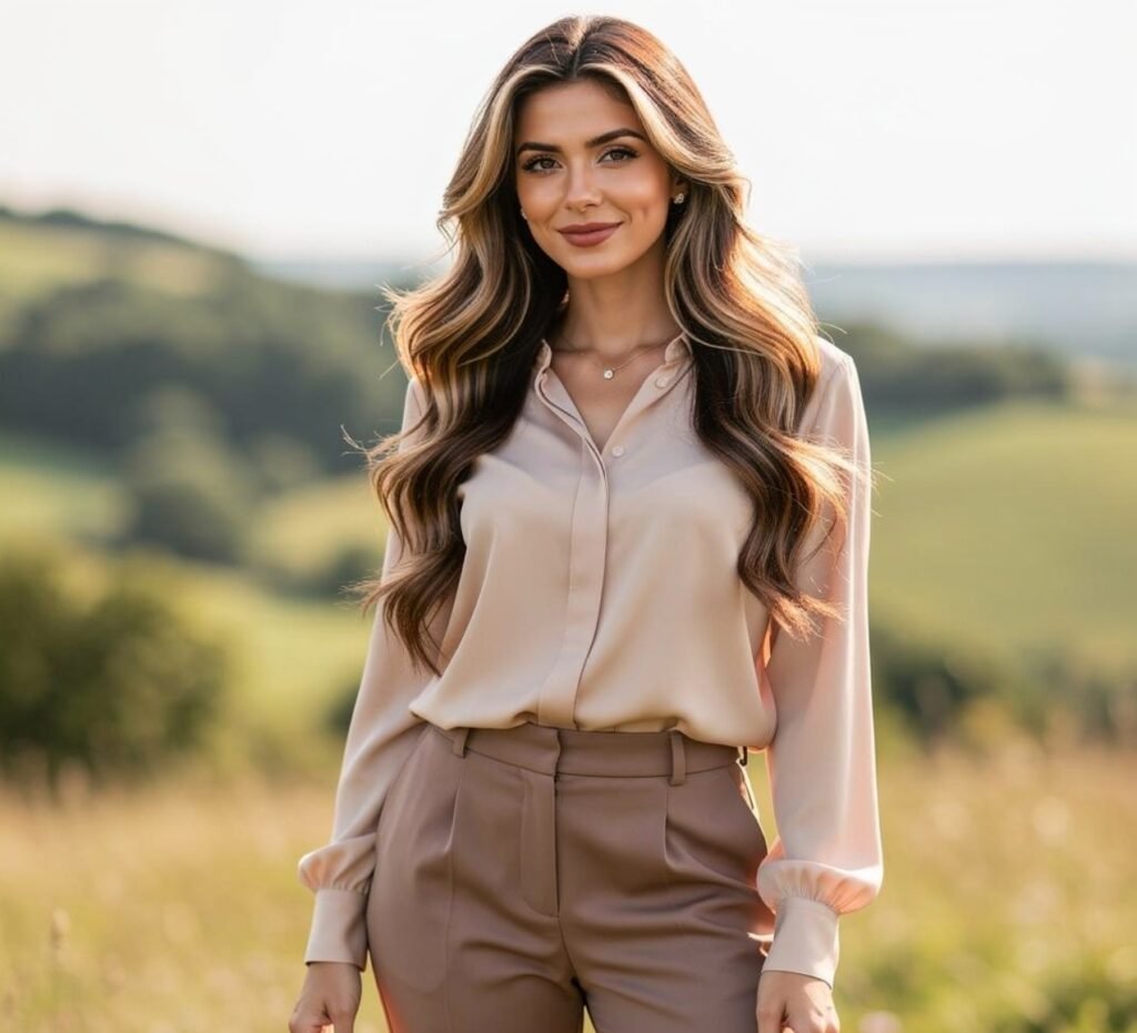 Wavy Hair with Face Framing Layers and Highlights