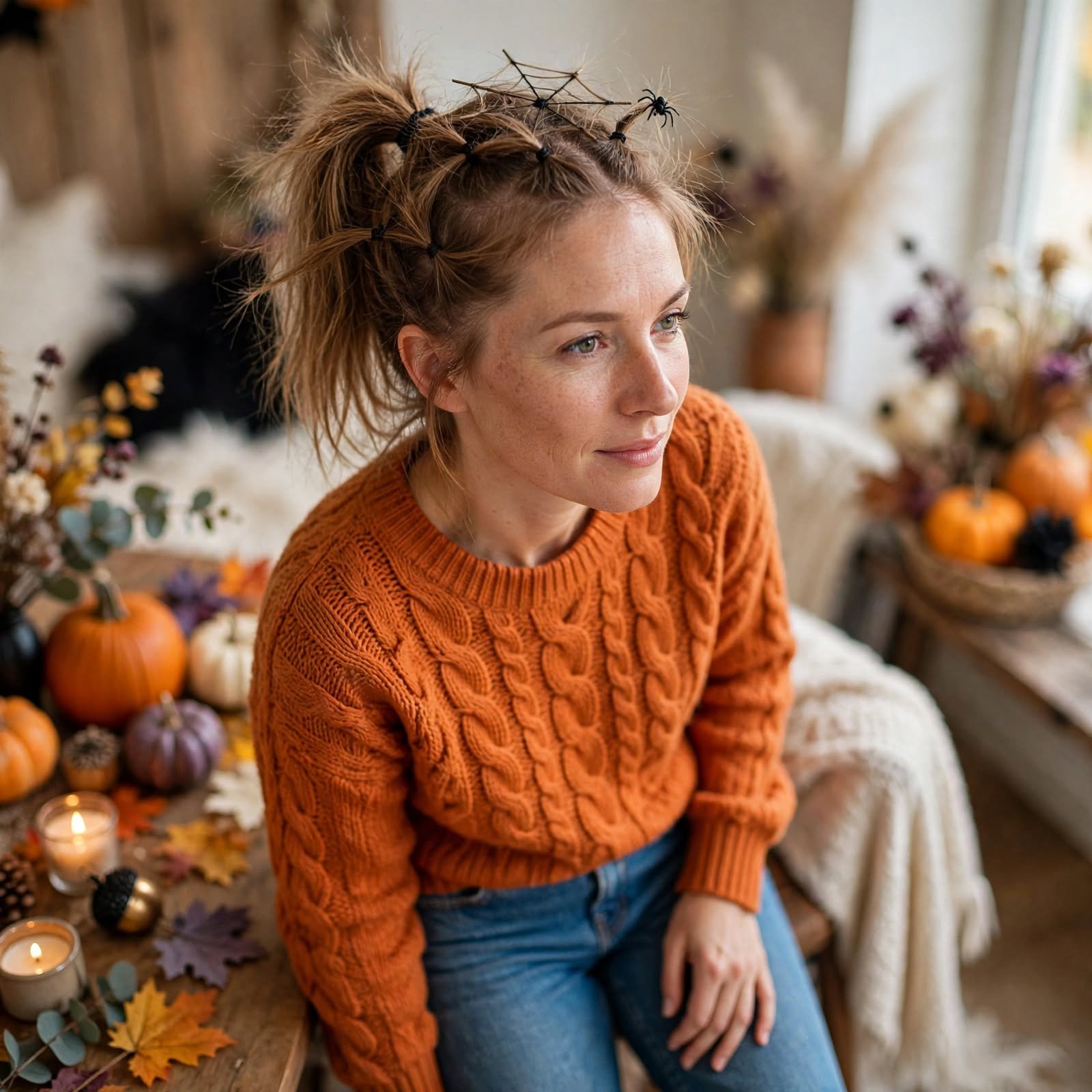 1. Spooky Spider Web Ponytail Halloween Hairstyles Easy
