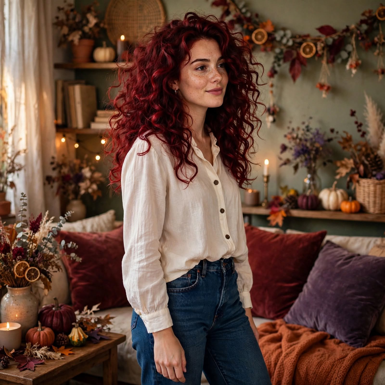 10. Blood Red Curls Halloween Hairstyles