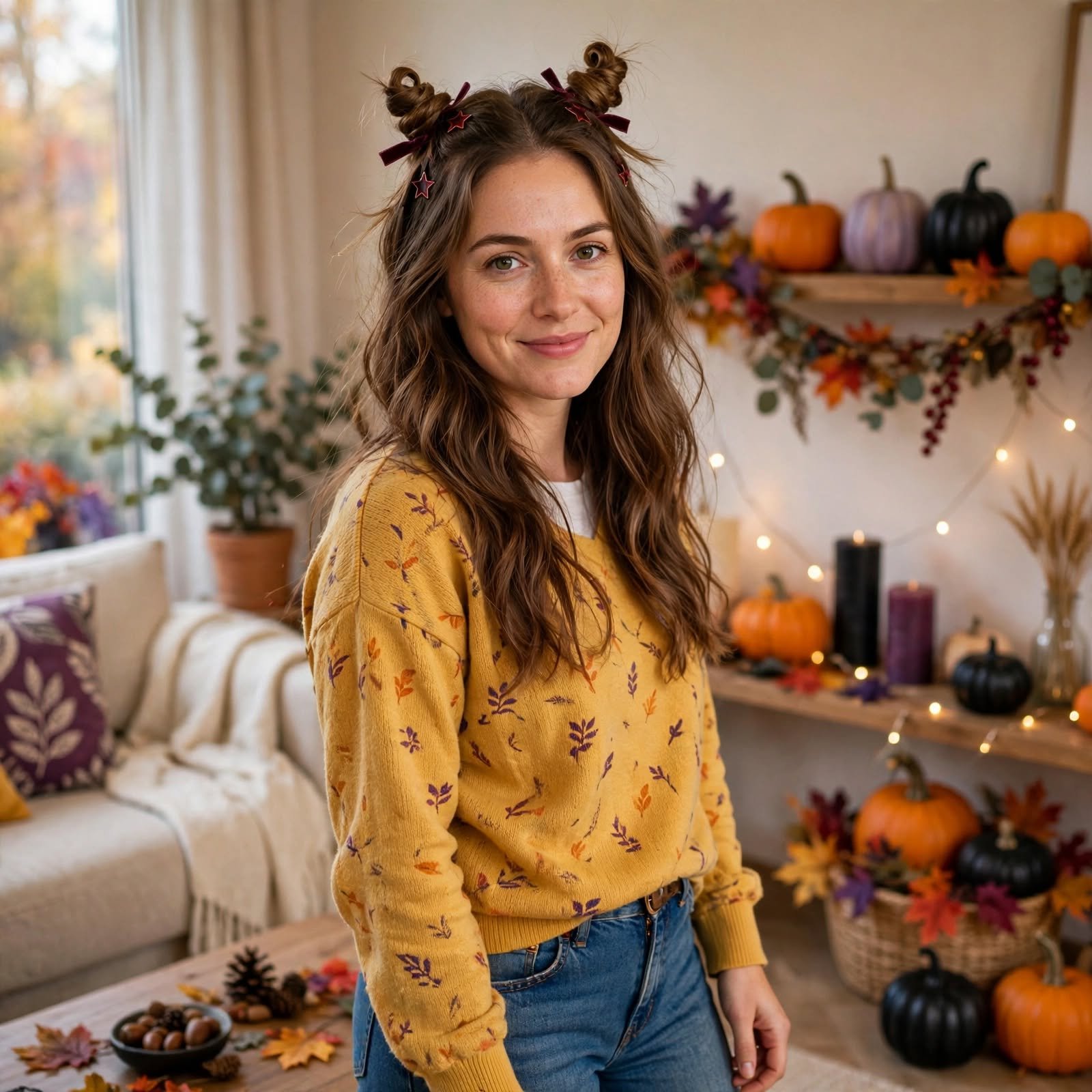 12. Devil Horn Half Up Buns Hairstyles for Halloween