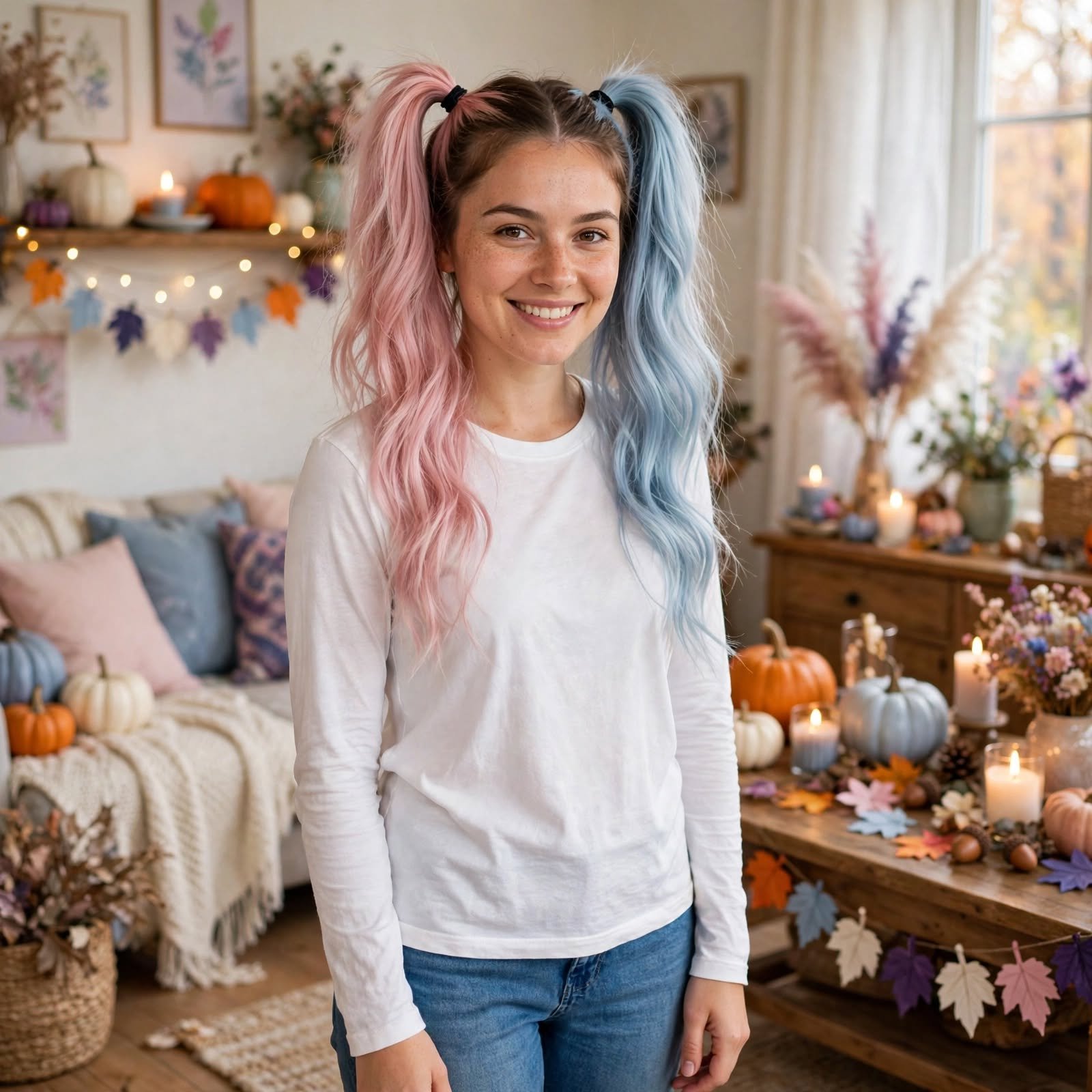 12. Harley Quinn Two Tone Pigtails Halloween Hairstyles Easy