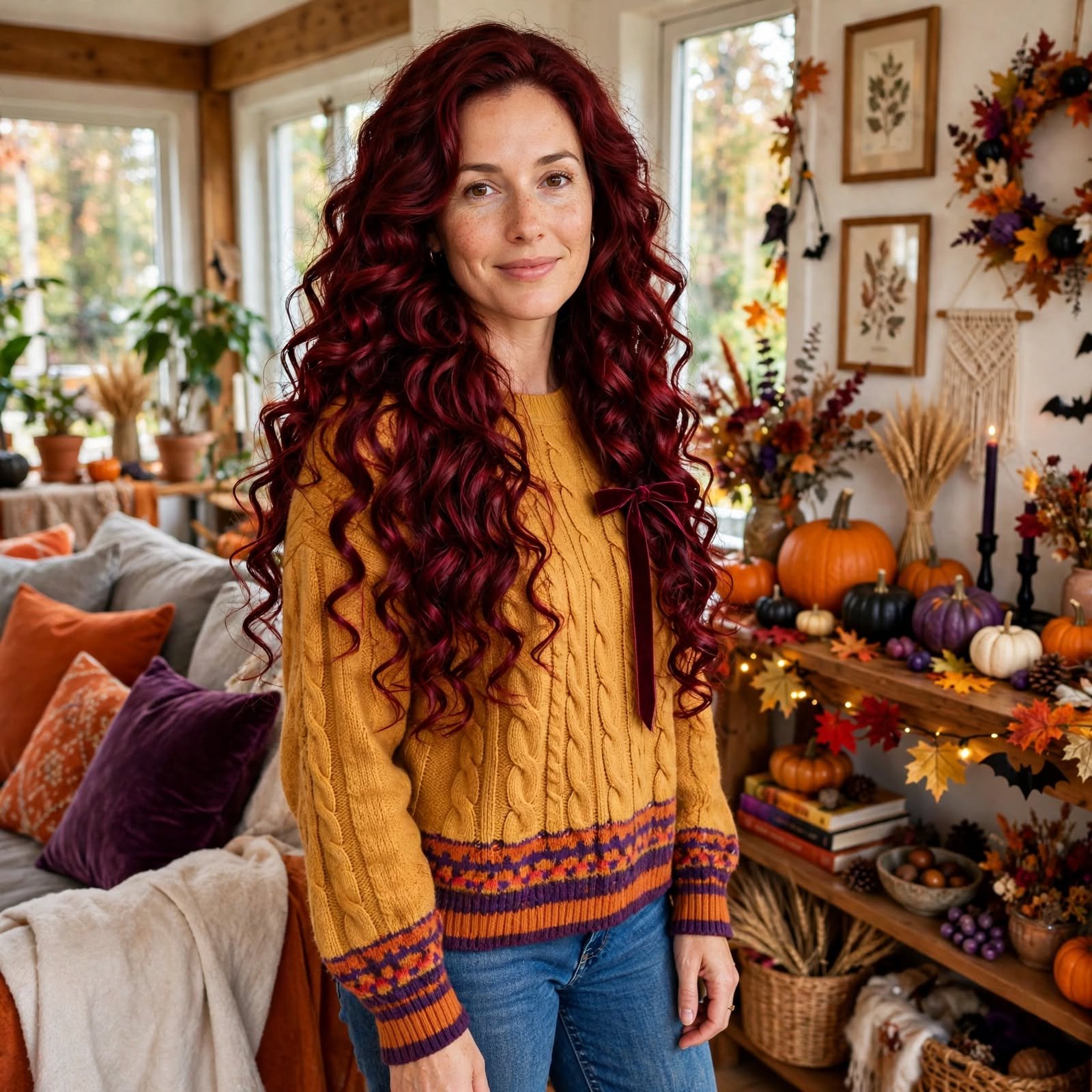 13. Blood Red Glossy Curls Hairstyles for Halloween