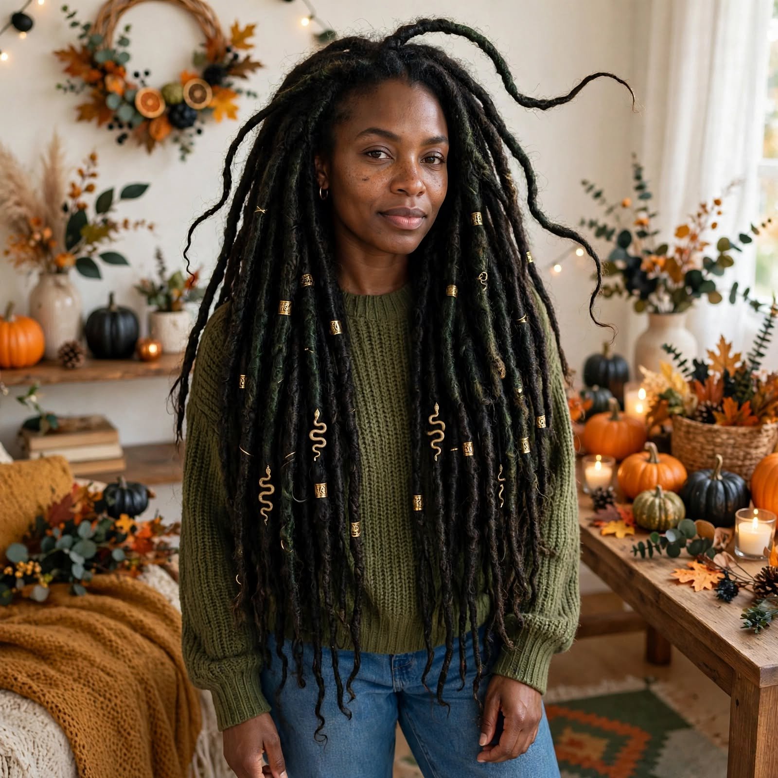 14. Medusa Inspired Goddess Locs Halloween Hairstyles Black Women