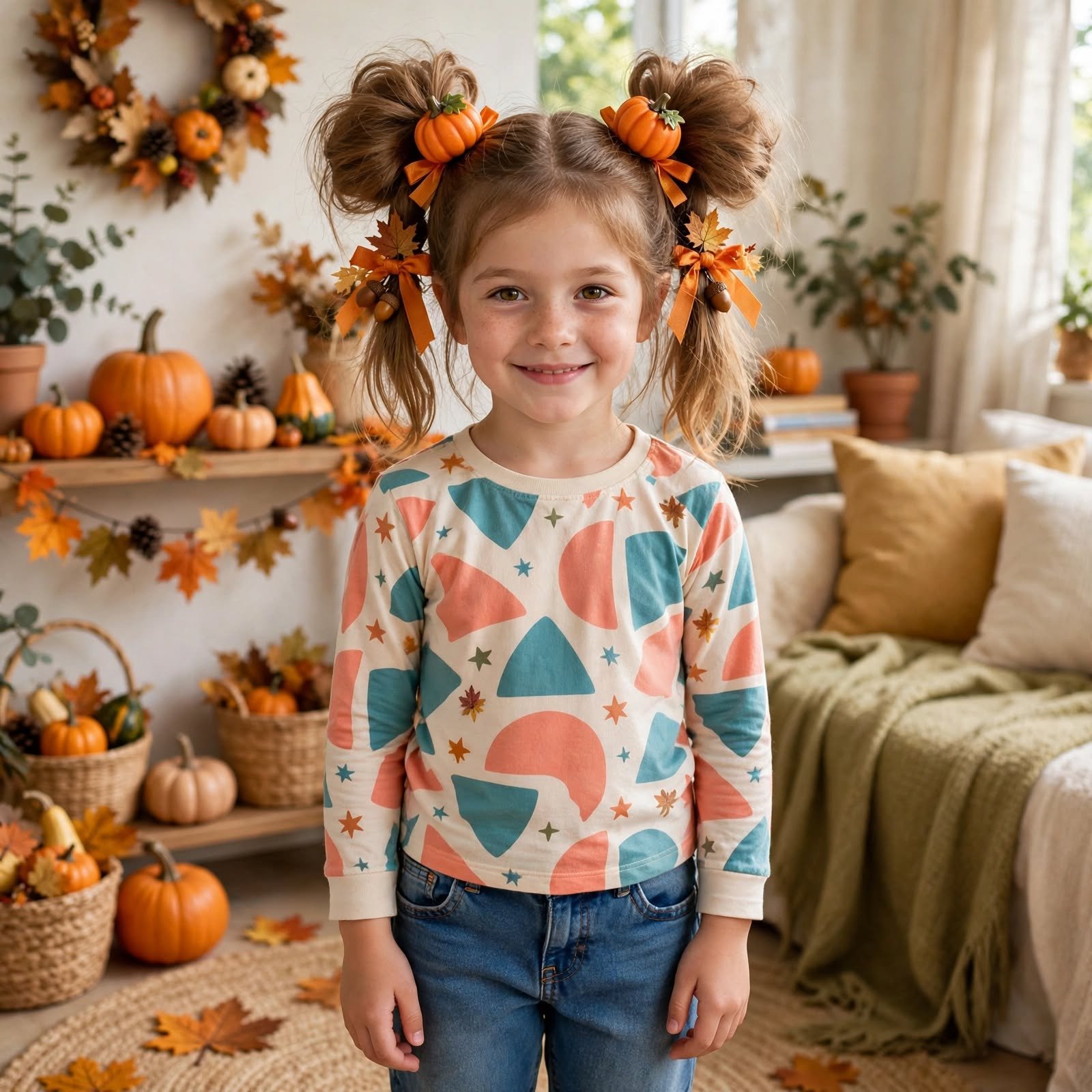 2. Pumpkin Pigtails Halloween Hairstyles for Kids