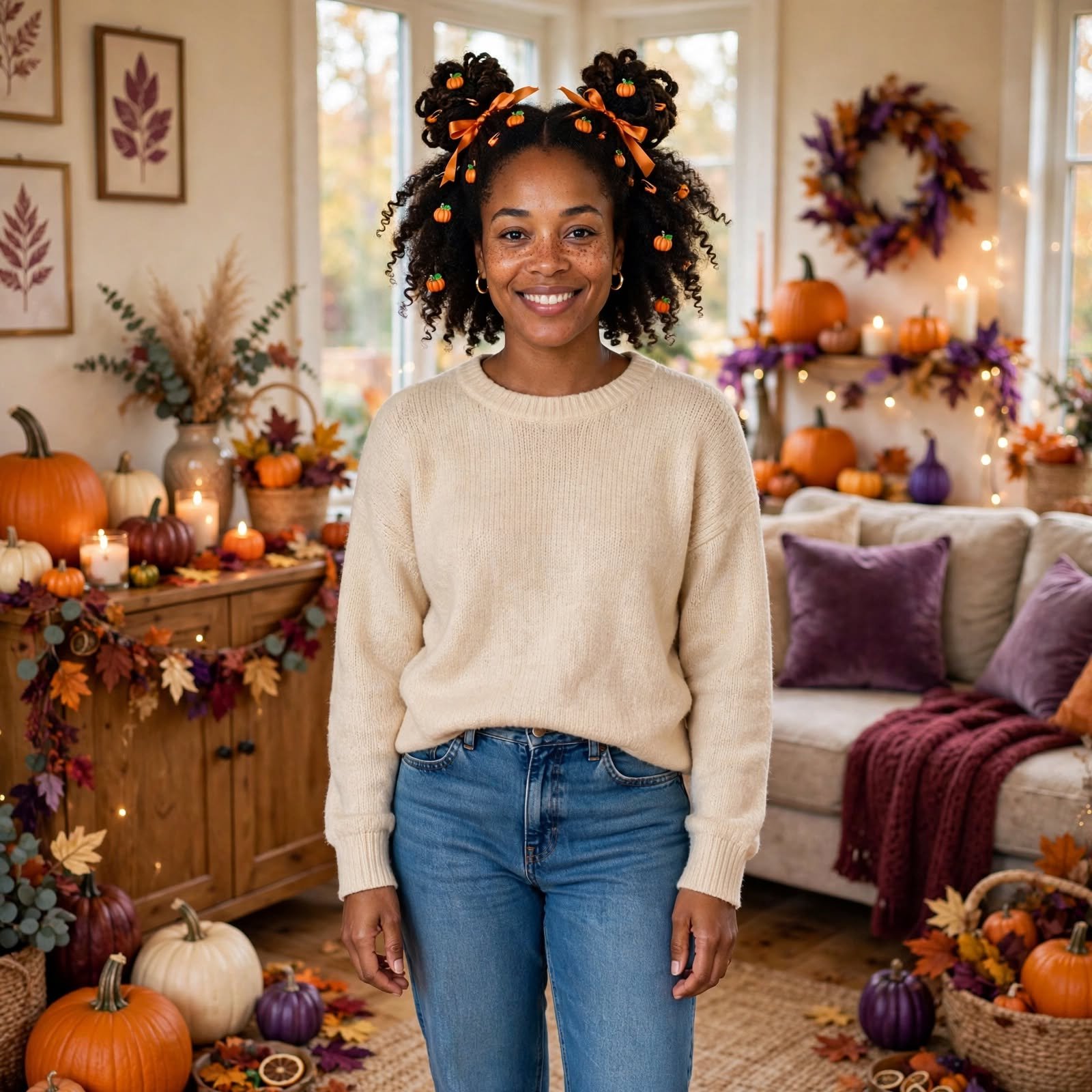 2. Pumpkin Space Buns Halloween Hairstyles Black Women 3