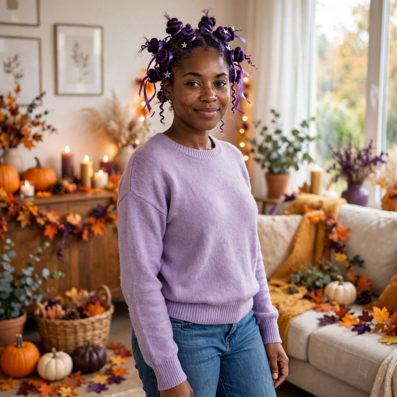 4. Purple Bantu Knots Halloween Hairstyles Black Women 1