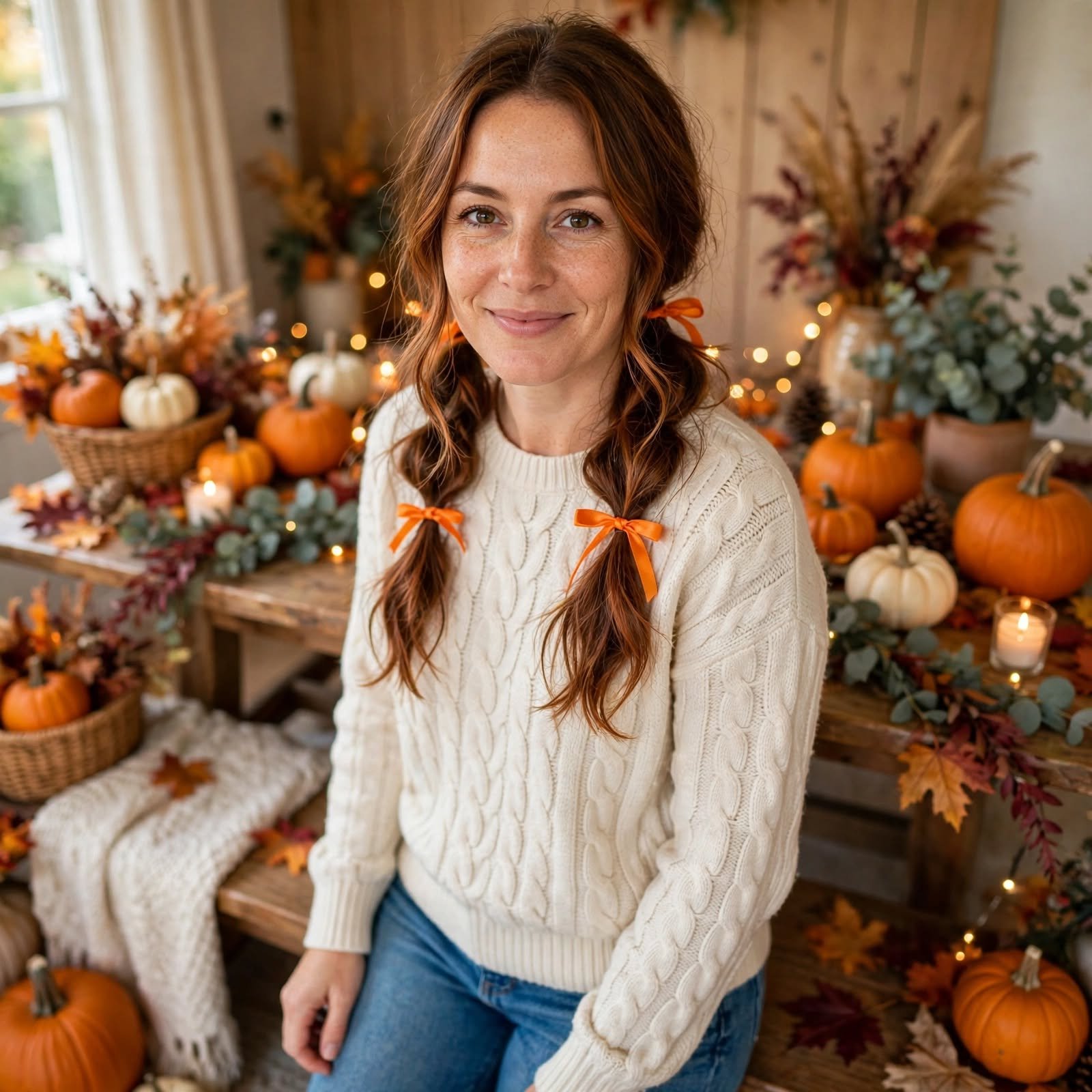 5. Pumpkin Pigtails with Orange Ribbons Halloween Hairstyles Easy