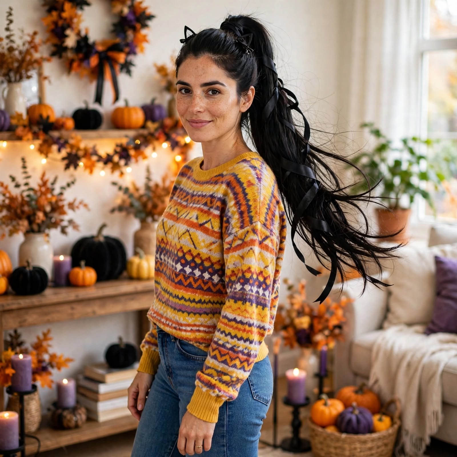 7. Black Cat High Ponytail Hairstyles for Halloween