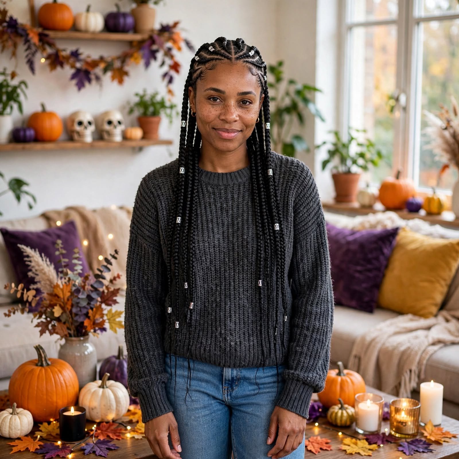 7. Skeleton Cornrows Halloween Hairstyles Black Women 1