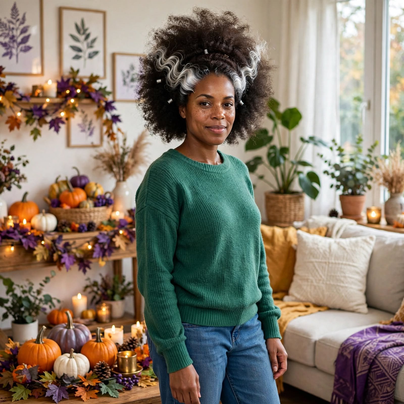 8. Bride of Frankenstein Afro Halloween Hairstyles Black Women 1