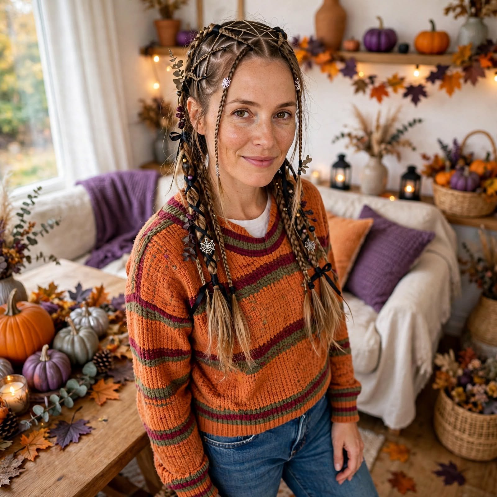 8. Cobweb Braids Hairstyles for Halloween