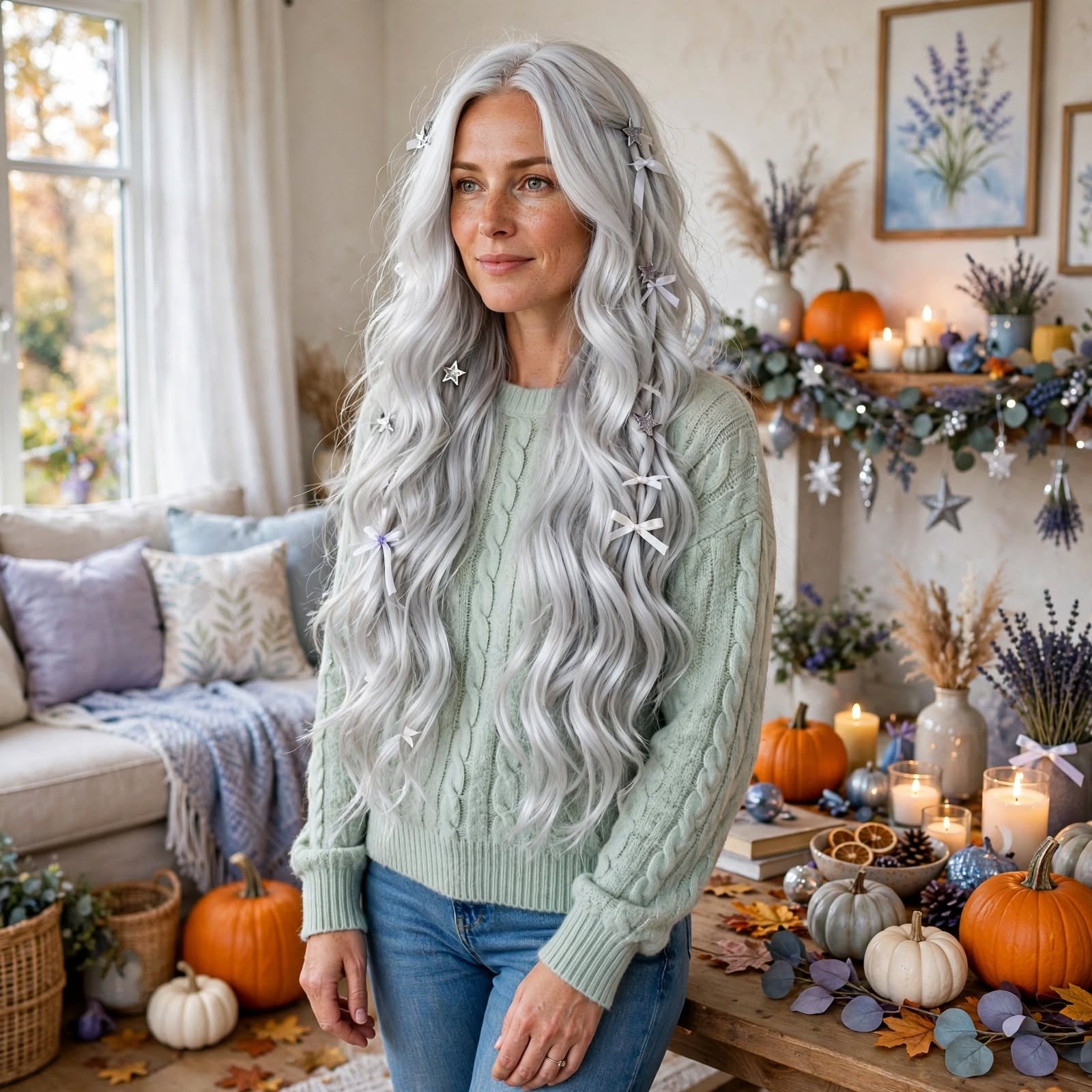 8. Ghostly Platinum Silver Waves Hairstyles for Women