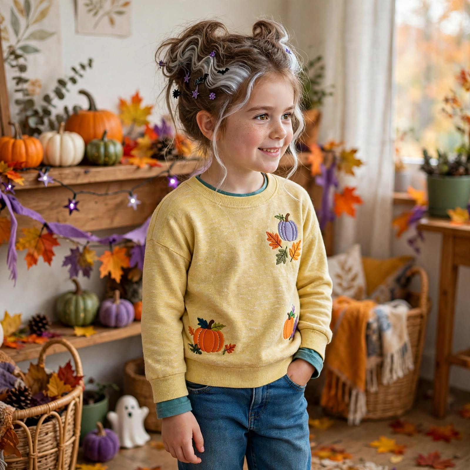 8. Mini Bride of Frankenstein Updo Halloween Hairstyles for Kids 1