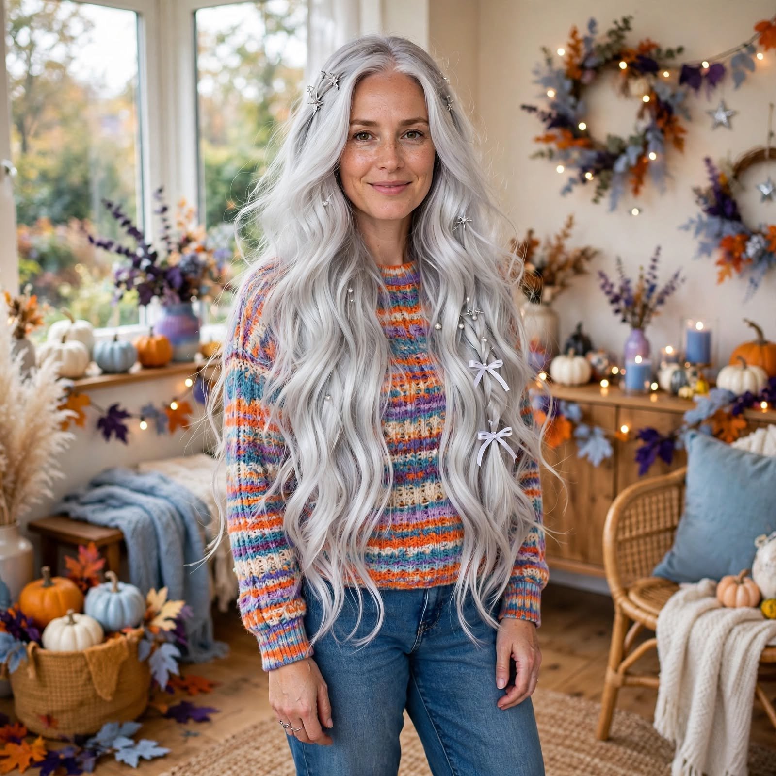 9. Ghostly White Waves Hairstyles for Halloween