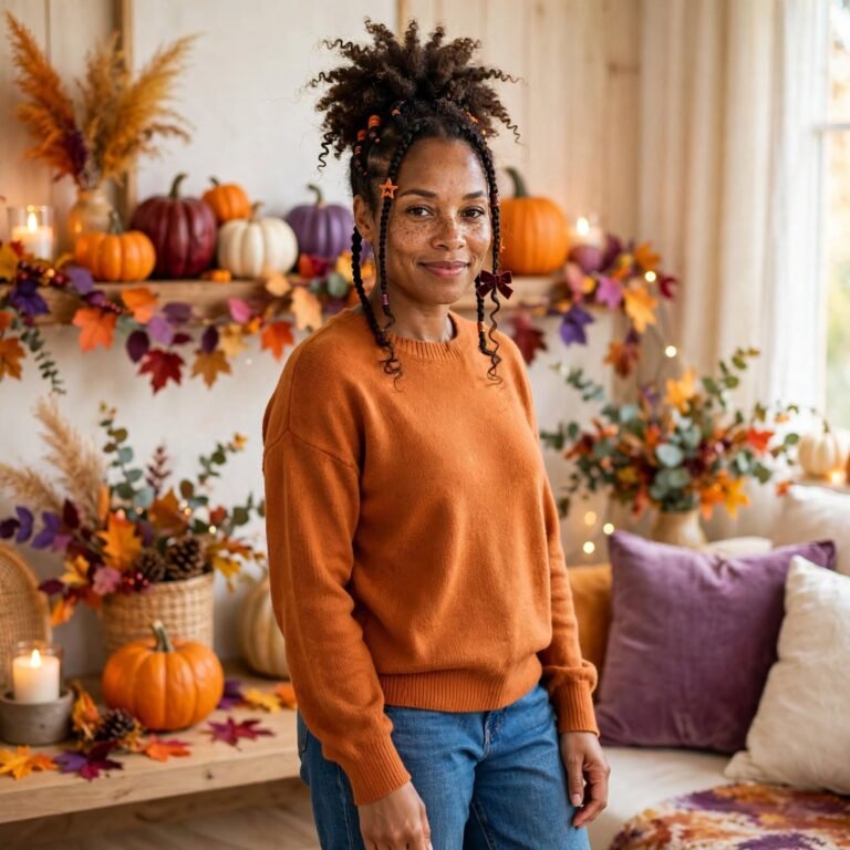 Woman with bold Halloween hairstyle